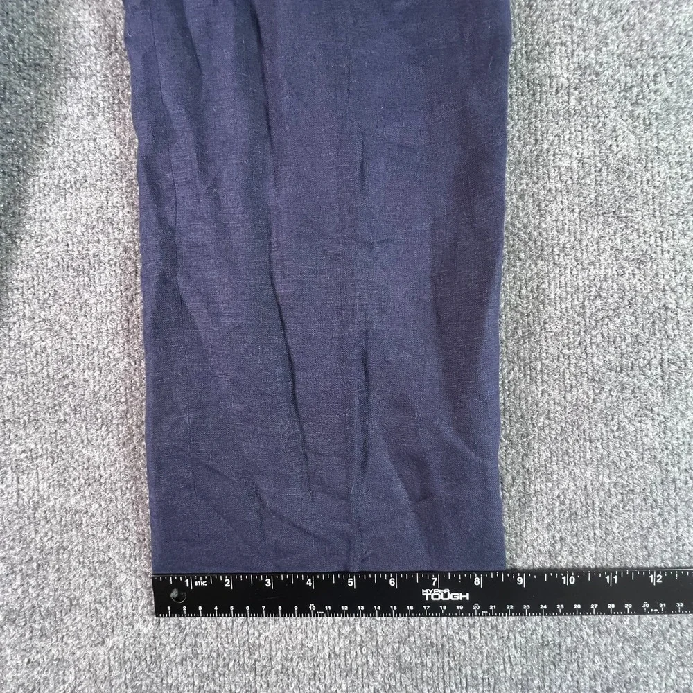Polo Ralph Lauren Pants Men's 34 Navy Blue 100% Flax Flat Front Straight Preppy